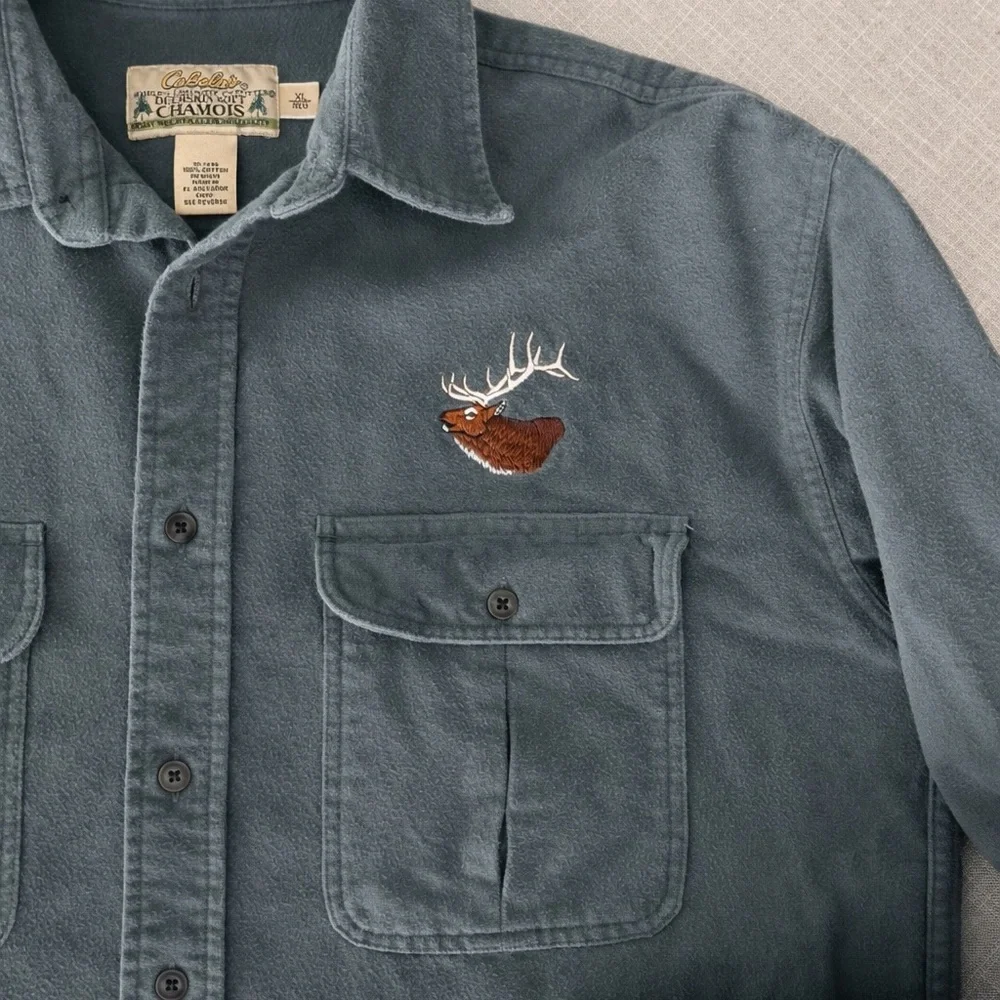 Cabela’s Deerskin Soft Chamois Shirt XL Heavyweight Cotton Button Down - Picture 2 of 4
